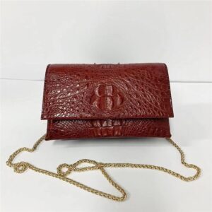 Luxury Authentic Alligator Leather Mini Flap Bag - Burgundy