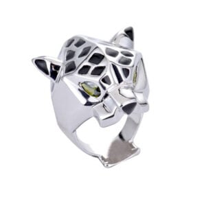 Leopard Cocktail Ring - 8 (18.2mm), Fashion Jewelry Silver Tone