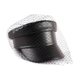 Elegant Military Hat With Veil - black cap, M (56-58 cm)
