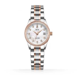 Luxury Sapphire Mirror Waterproof Watch - Silver rose white
