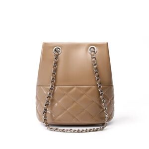 Cowhide leather Bucket Bag - Khaki