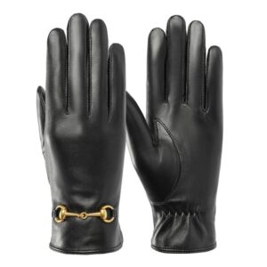 Genuine Sheepskin Leather Gloves - Black, m