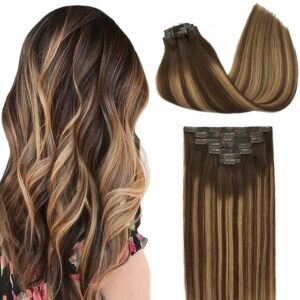 20" and 22" Clip in Human Hair Extensions Seamless Skin Weft 150G - PU-Clip-4-27-4, 18inch(45cm)130g