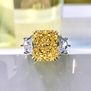 925 Sterling Silver 10*12mm High Quality CZ - 9 (19.0mm), YELLOW