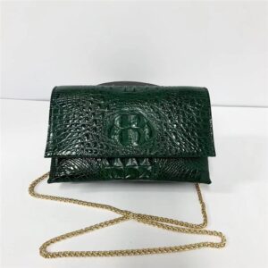 Luxury Authentic Alligator Leather Mini Flap Bag - Green