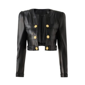 Motorbike Vegan Leather Jacket - Black, L (12-14)