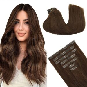 20" and 22" Clip in Human Hair Extensions Seamless Skin Weft 150G - PU-Clip-4, 22inch(55cm)150g
