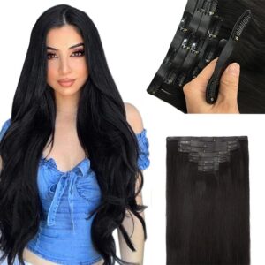 20" and 22" Clip in Human Hair Extensions Seamless Skin Weft 150G - PU-Clip-1, 20inch(50cm)150g