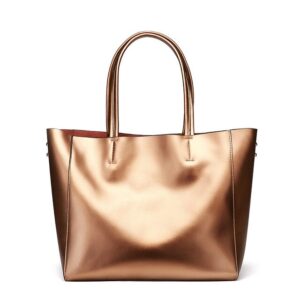 Luxury Genuine Leather Handbag - Gold