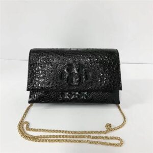 Luxury Authentic Alligator Leather Mini Flap Bag - Black