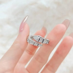 Crystal Snake Ring - Silver