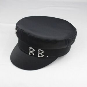 Rhinestone Newsboy Cap - Black, M 57cm