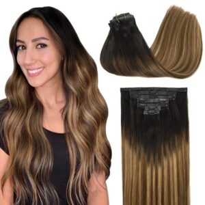 20" and 22" Clip in Human Hair Extensions Seamless Skin Weft 150G - PU-Clip-2-6-18, 22inch(55cm)150g