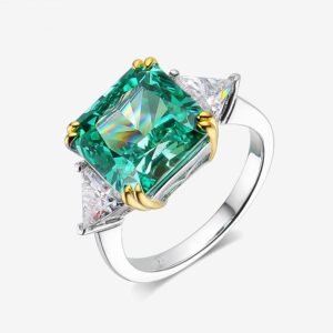 925 Sterling Silver 10*10mm Emerald Zircon Ring - 9 (19.0mm)